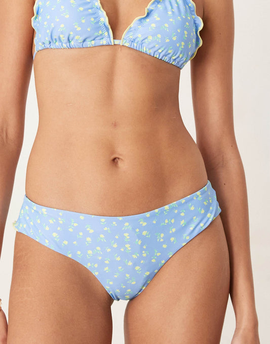 Lemon Bloom Lettuce Edge Thong Bikini Bottom