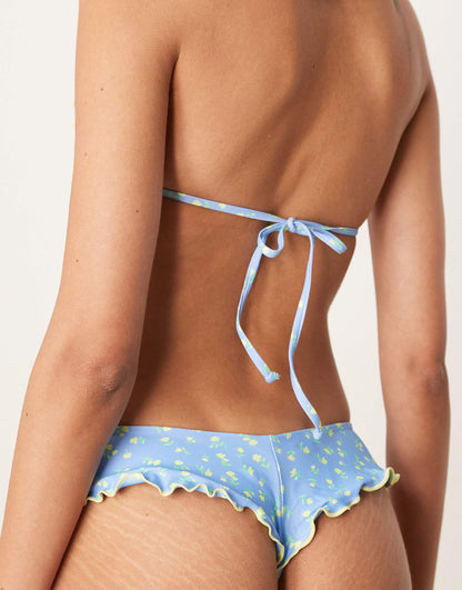 Lemon Bloom Lettuce Edge Thong Bikini Bottom