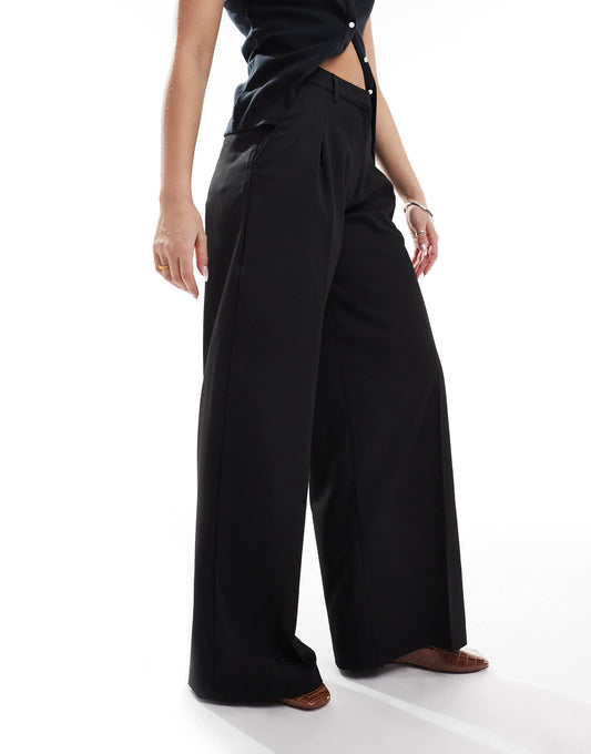High Waist Wide Leg Trousers With Front Pleat