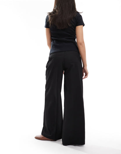 High Waist Wide Leg Trousers With Front Pleat
