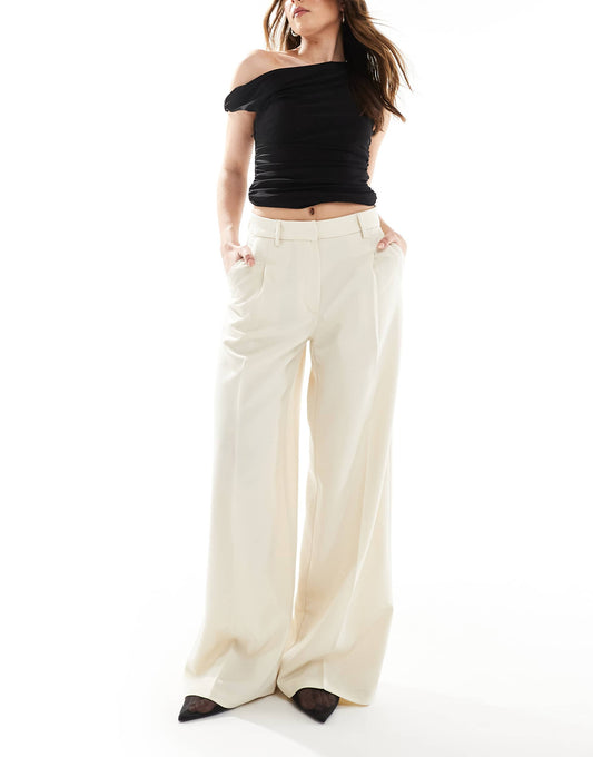 High Waist Wide Leg Trousers With Front Pleat