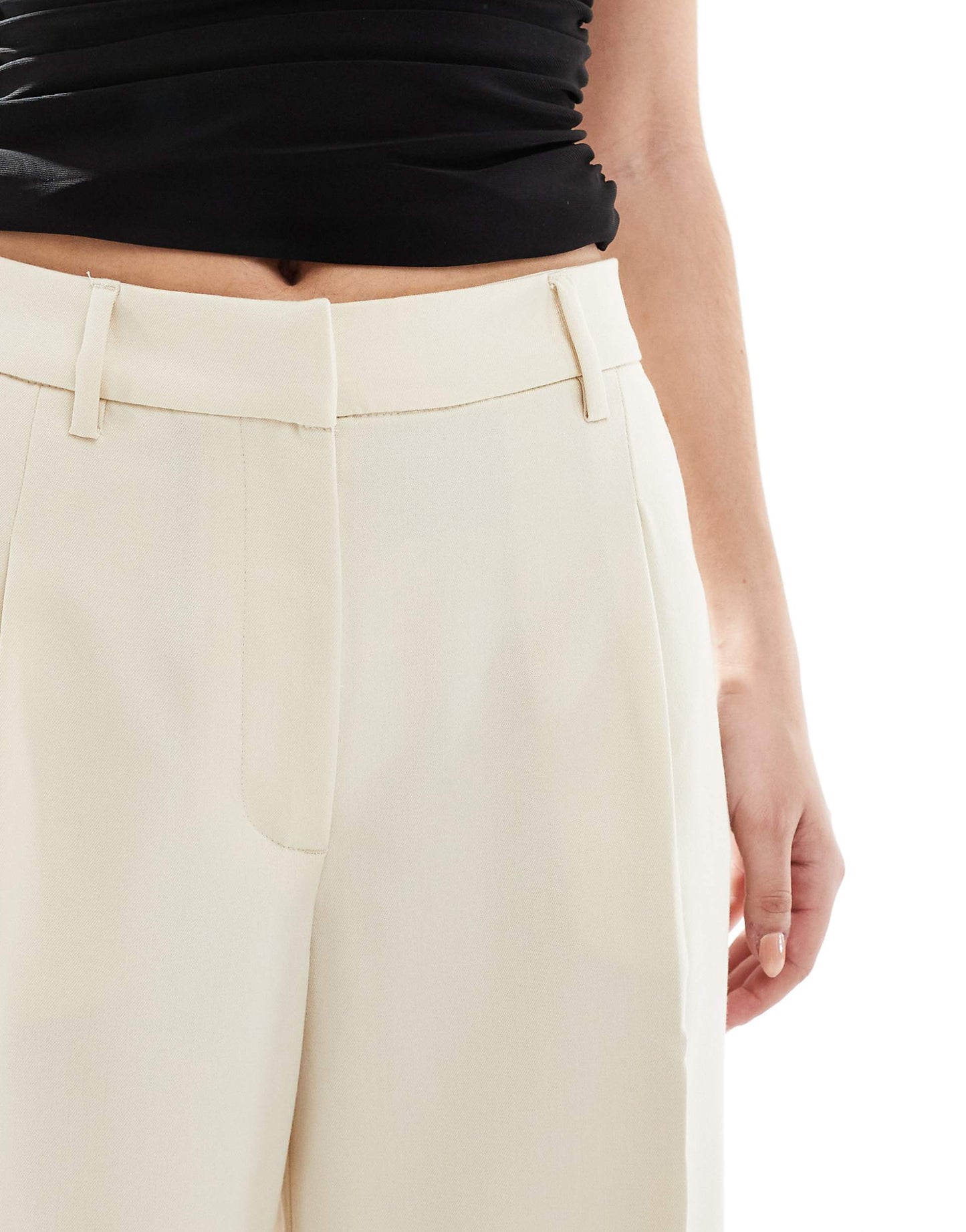 High Waist Wide Leg Trousers With Front Pleat