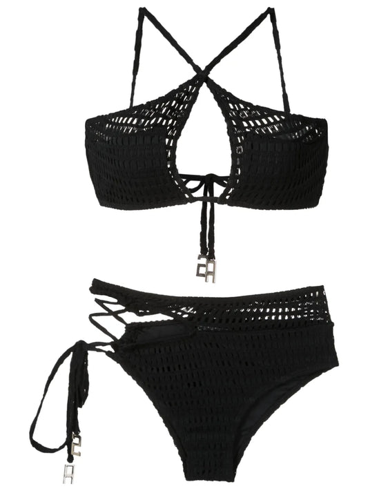 Open-Knit Cut-Out Bikini Set