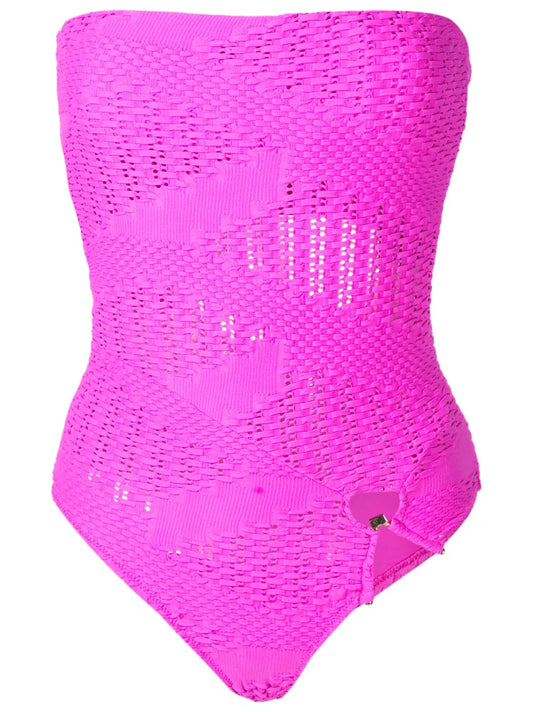 Open-Knit Bandeau One-Piece
