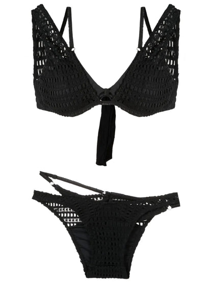 Open-Knit Layered Bikini Set