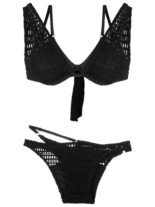 Open-Knit Layered Bikini Set