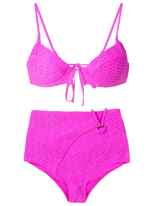Woven Cut-Out Bikini Set