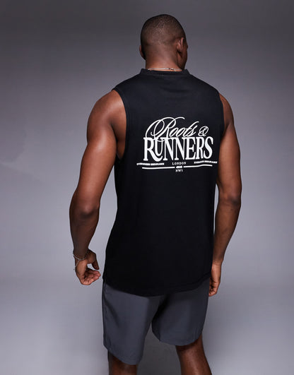 Running Back Print Loose Fit Mesh Tank