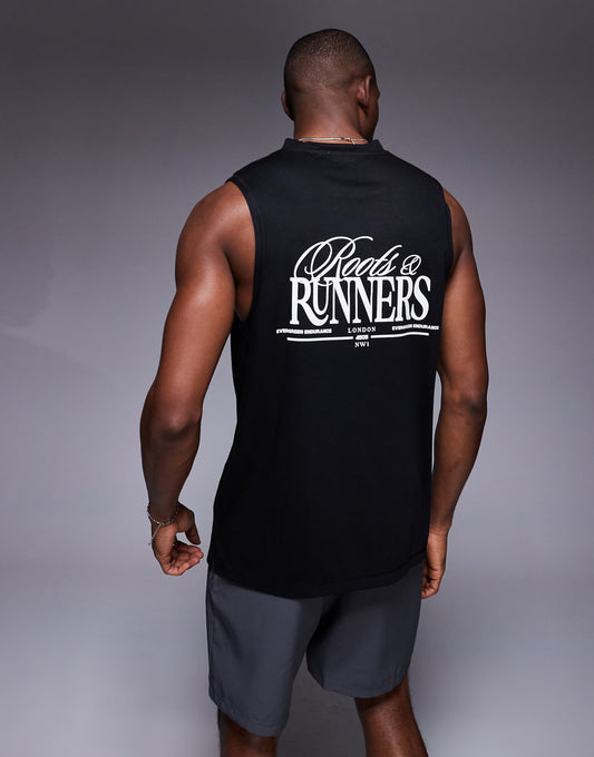 Running Back Print Loose Fit Mesh Tank