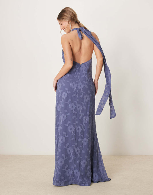 Floral Halter Neck Maxi Dress