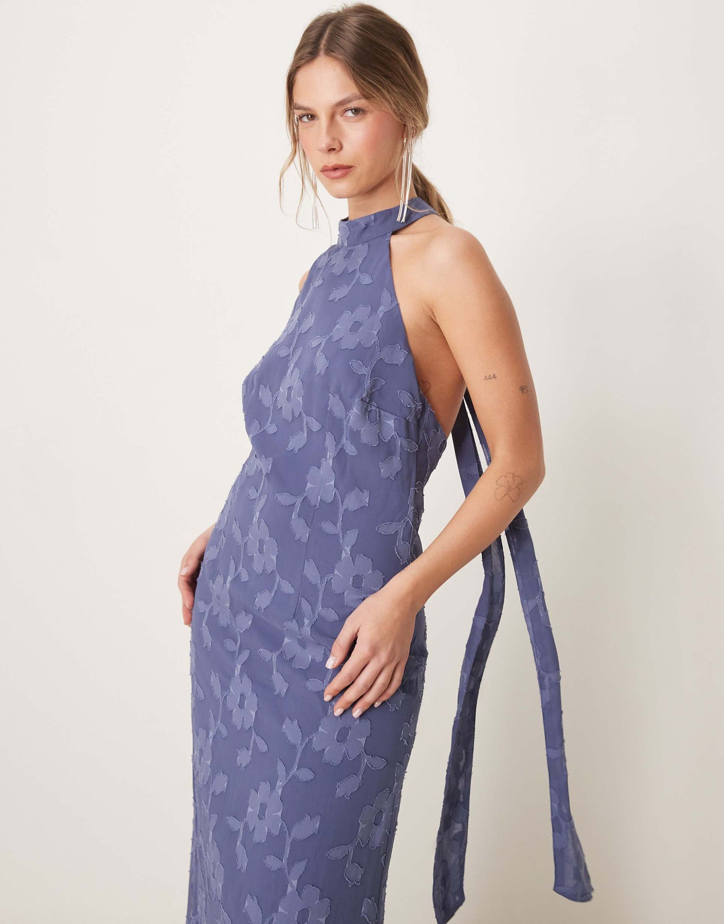 Floral Halter Neck Maxi Dress