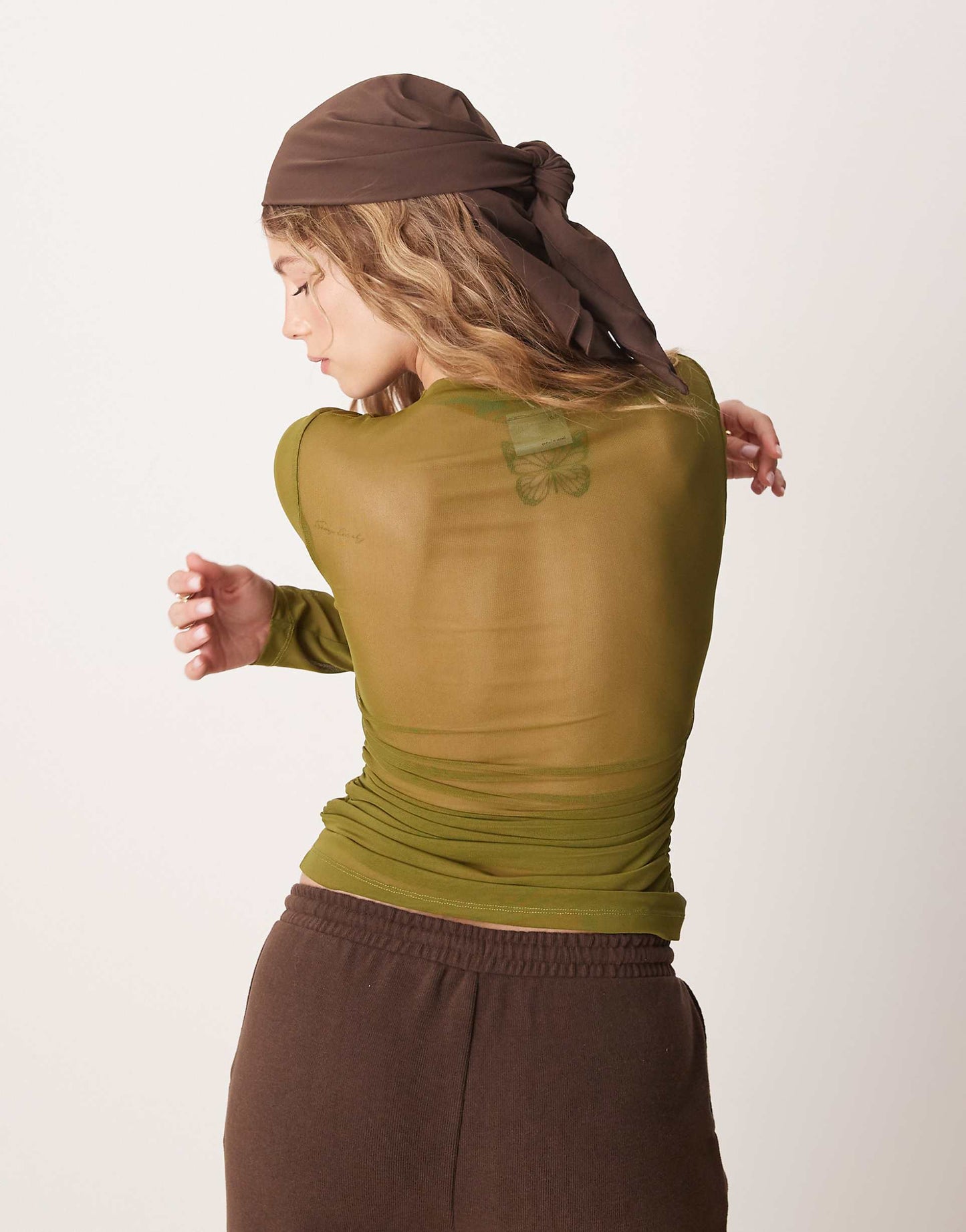 Ruched Side High Neck Long Sleeve Top