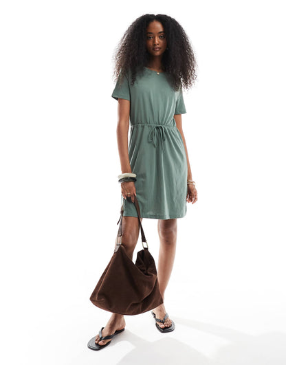 Tie Waist Jersey Mini Dress