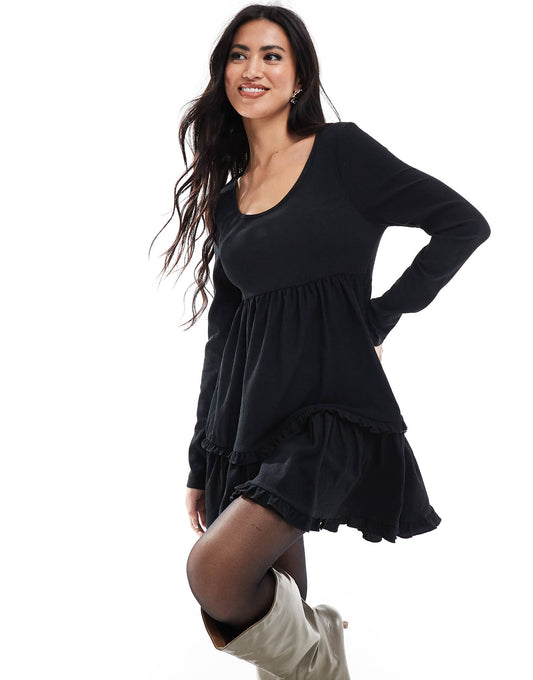 Textured Ruffle  Smock Dress