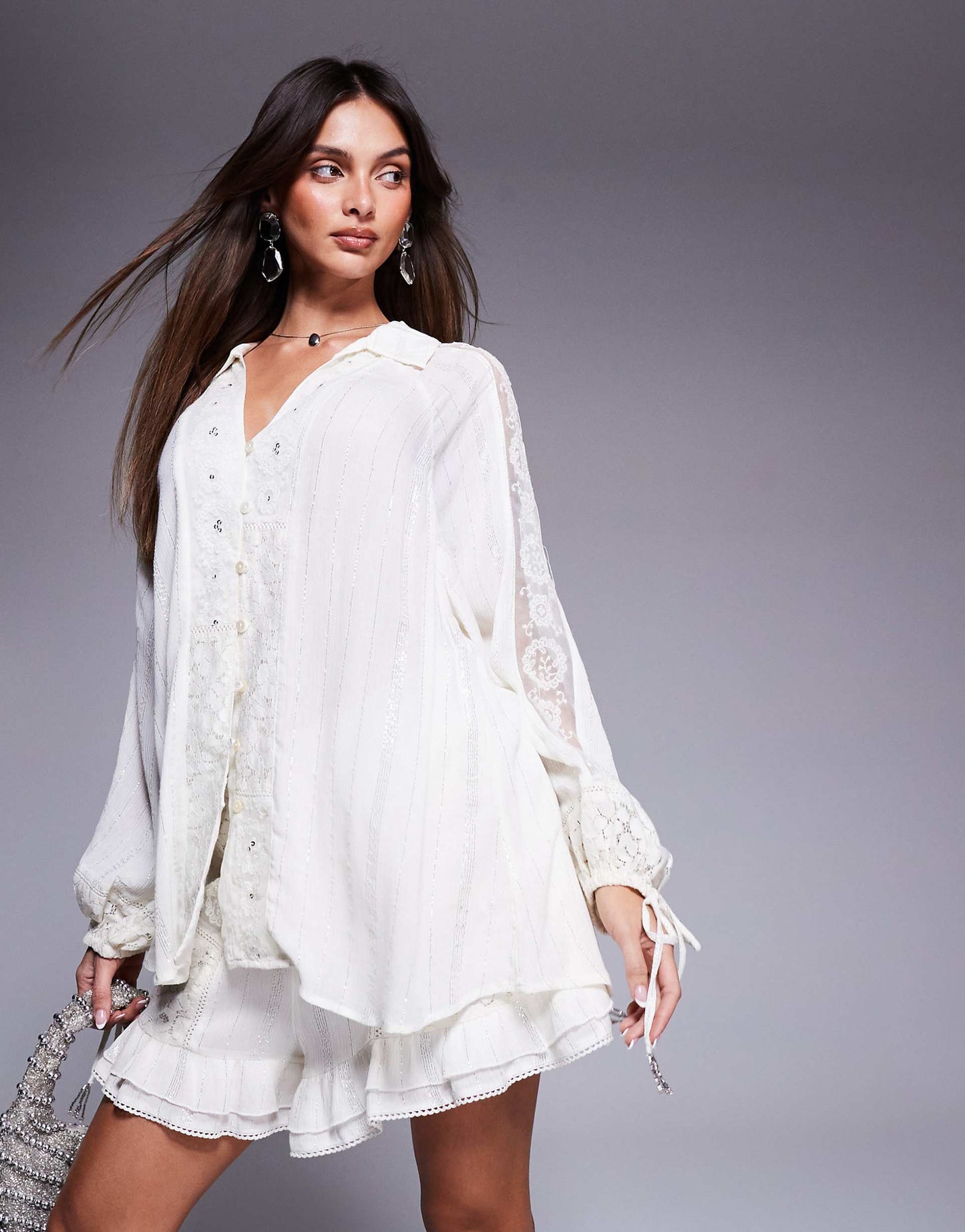 Lace Embellished Shorts Co-Ord