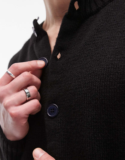 Crew Neck Button Through Cardigan