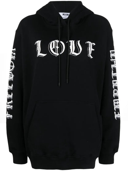 Logo-Print Jersey-Fleece Hoodie