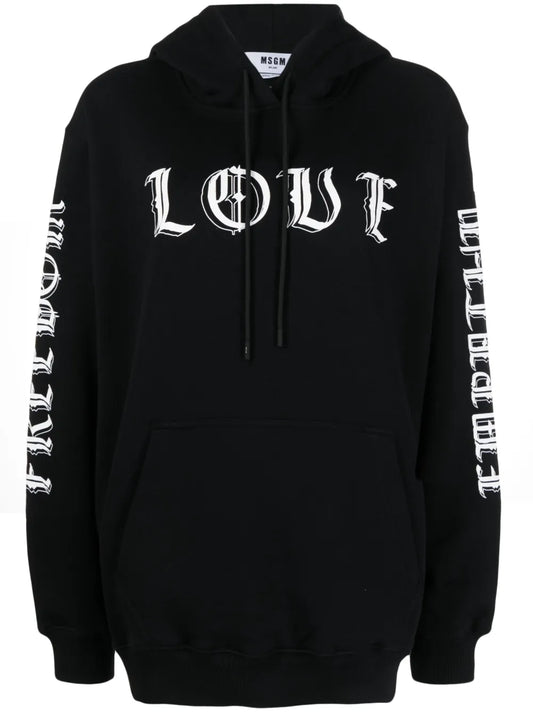 Logo-Print Jersey-Fleece Hoodie
