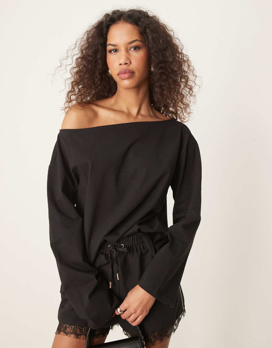 Off Shoulder Heavyweight Oversized T-Shirt