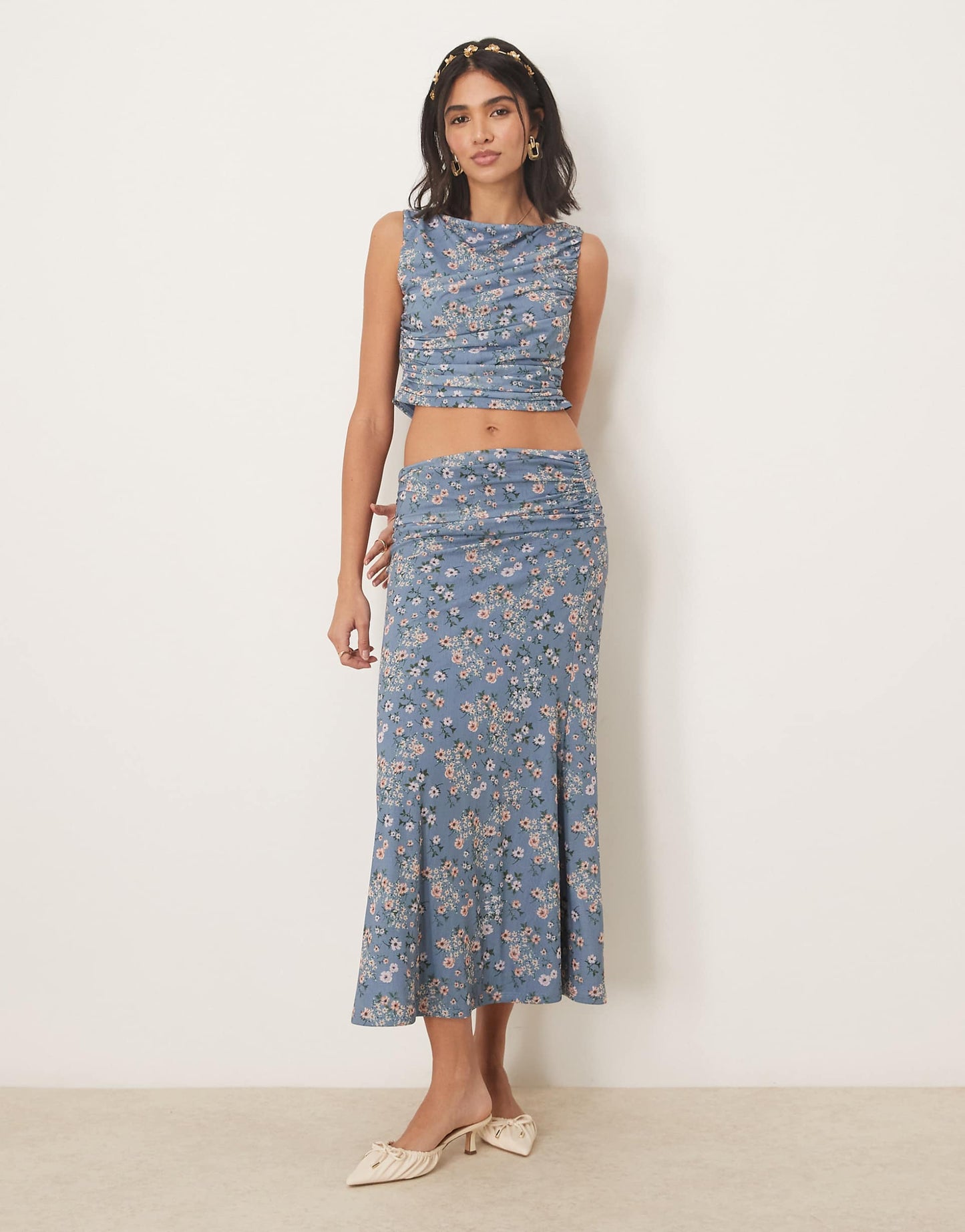 Co-Ord Ruched Drape Maxi Skirt