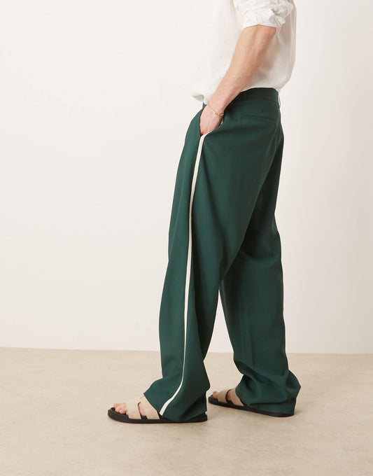 Wide Leg Smart Trousers With Side Tape