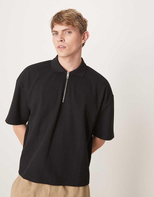 Polo Shirt With Waffle Texture