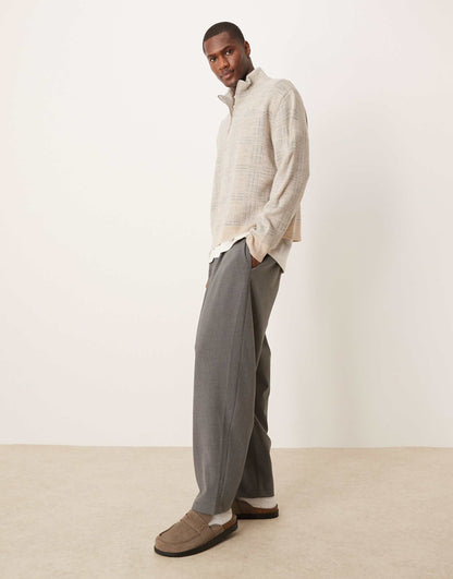 Oversized Tapered Smart Trousers With Double Pleat