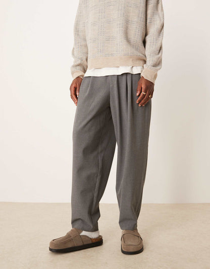Oversized Tapered Smart Trousers With Double Pleat