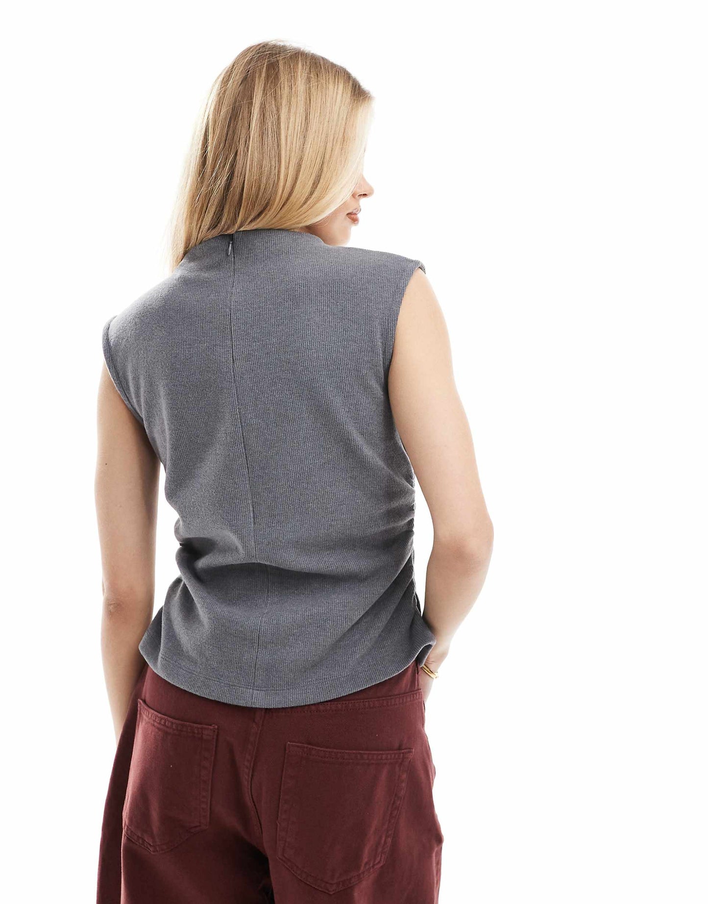 Cupro Asym Gathered Detail Tank Top