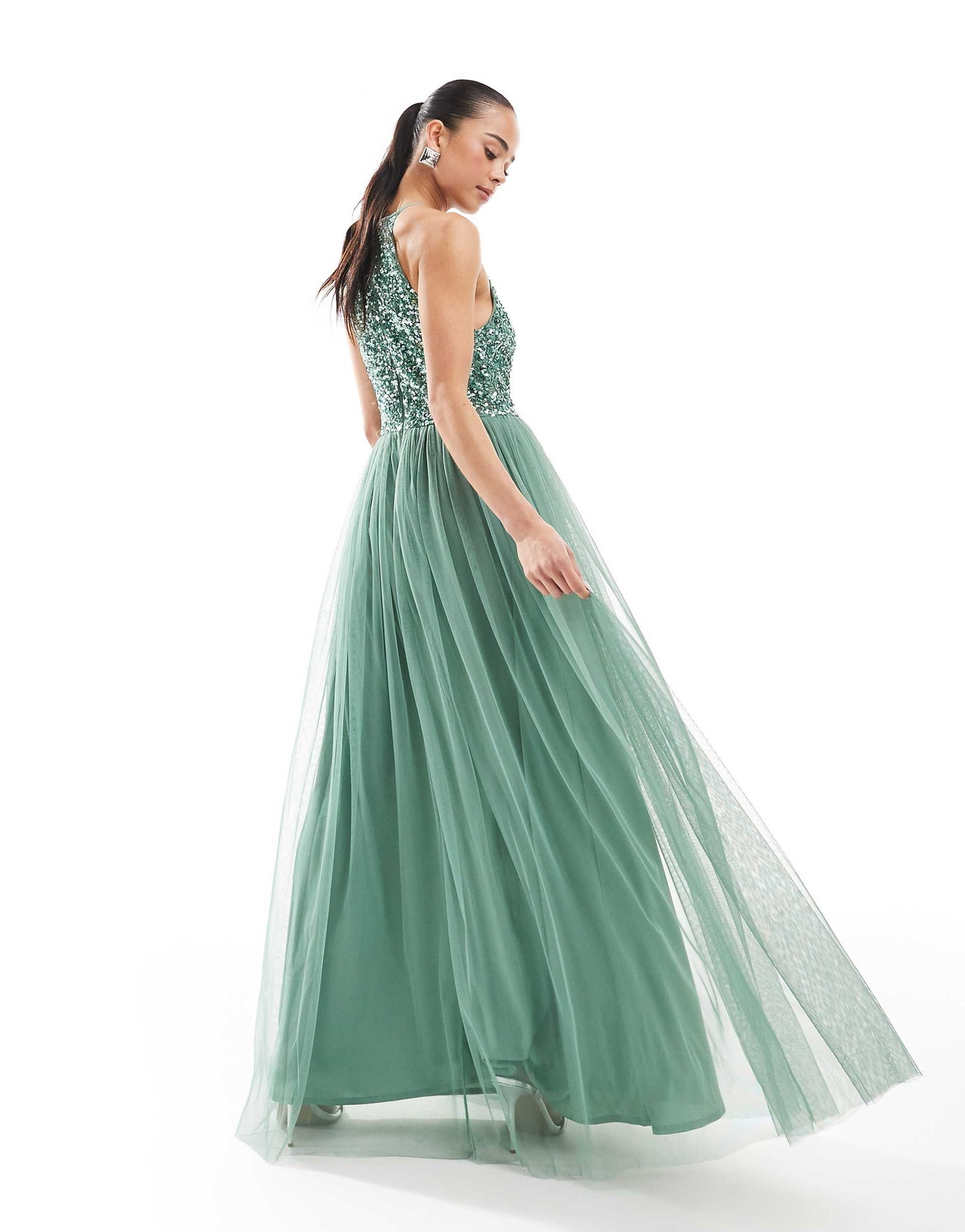 Embellished Halter Neck Maxi Dress