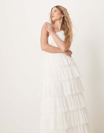 One Shoulder Ruffle Maxi Dress