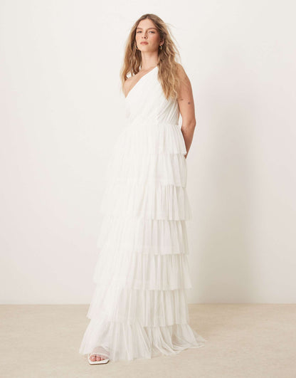 One Shoulder Ruffle Maxi Dress