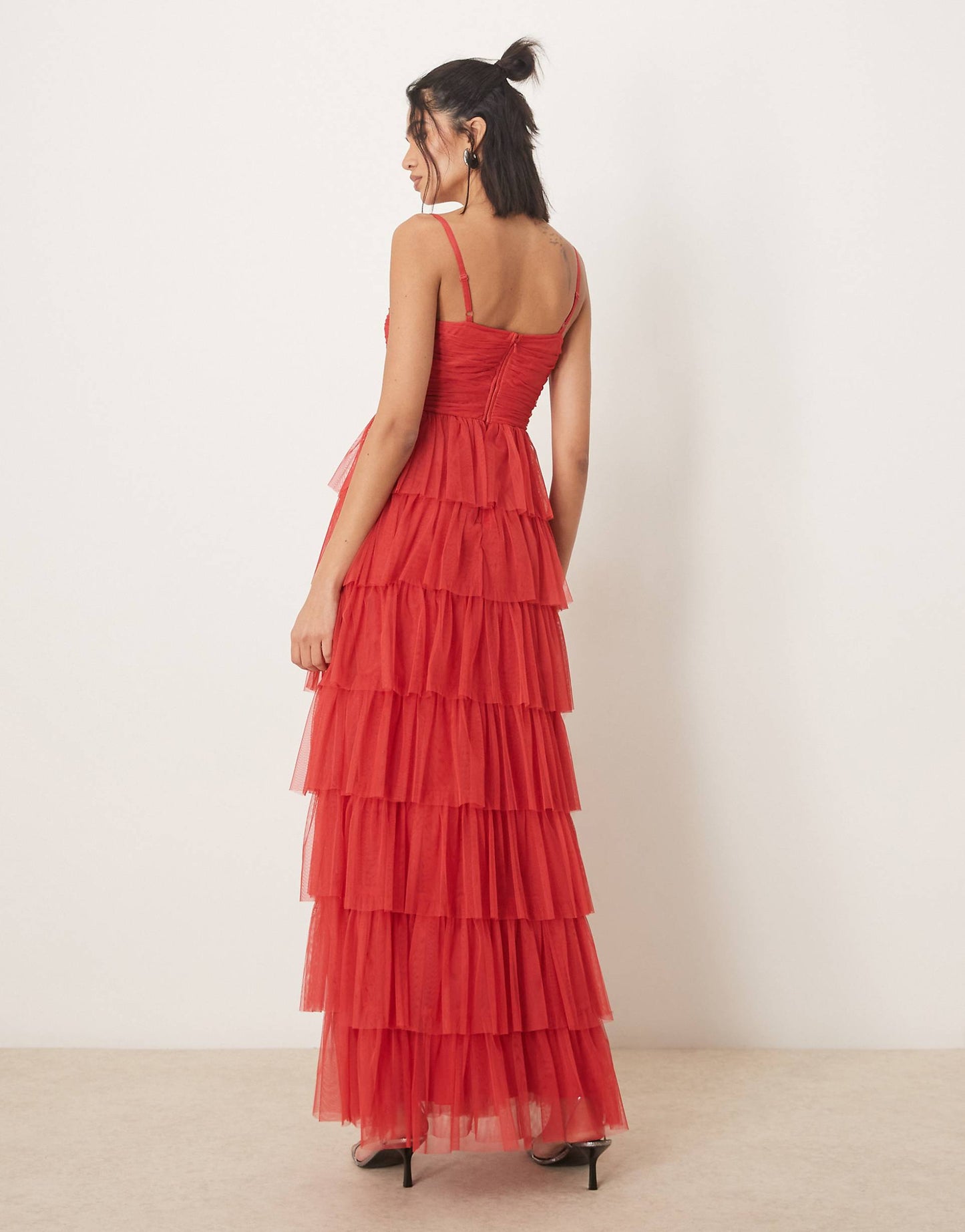 Corsage Detail Tiered Cami Maxi Dress