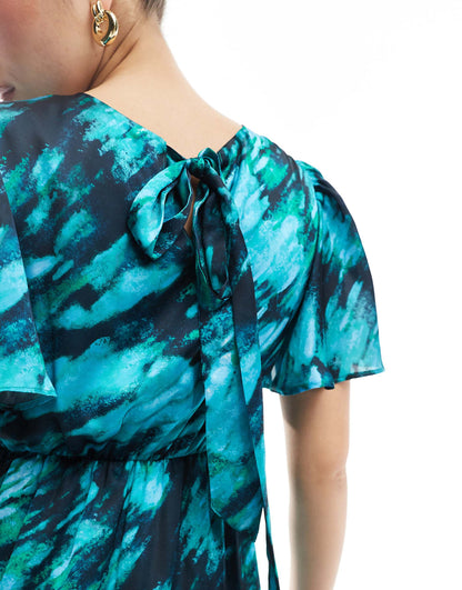 Marble Short Sleeve Midaxi Dress