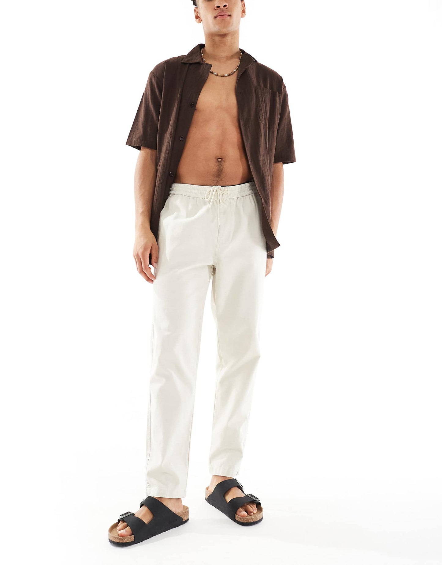 Linen Look Pull On Trousers