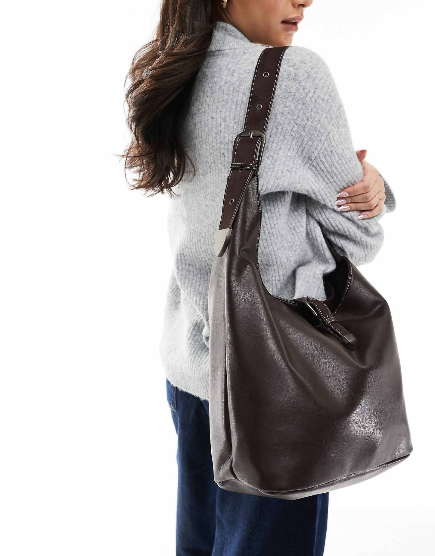 Slouchy City Shopper With Buckle Close
