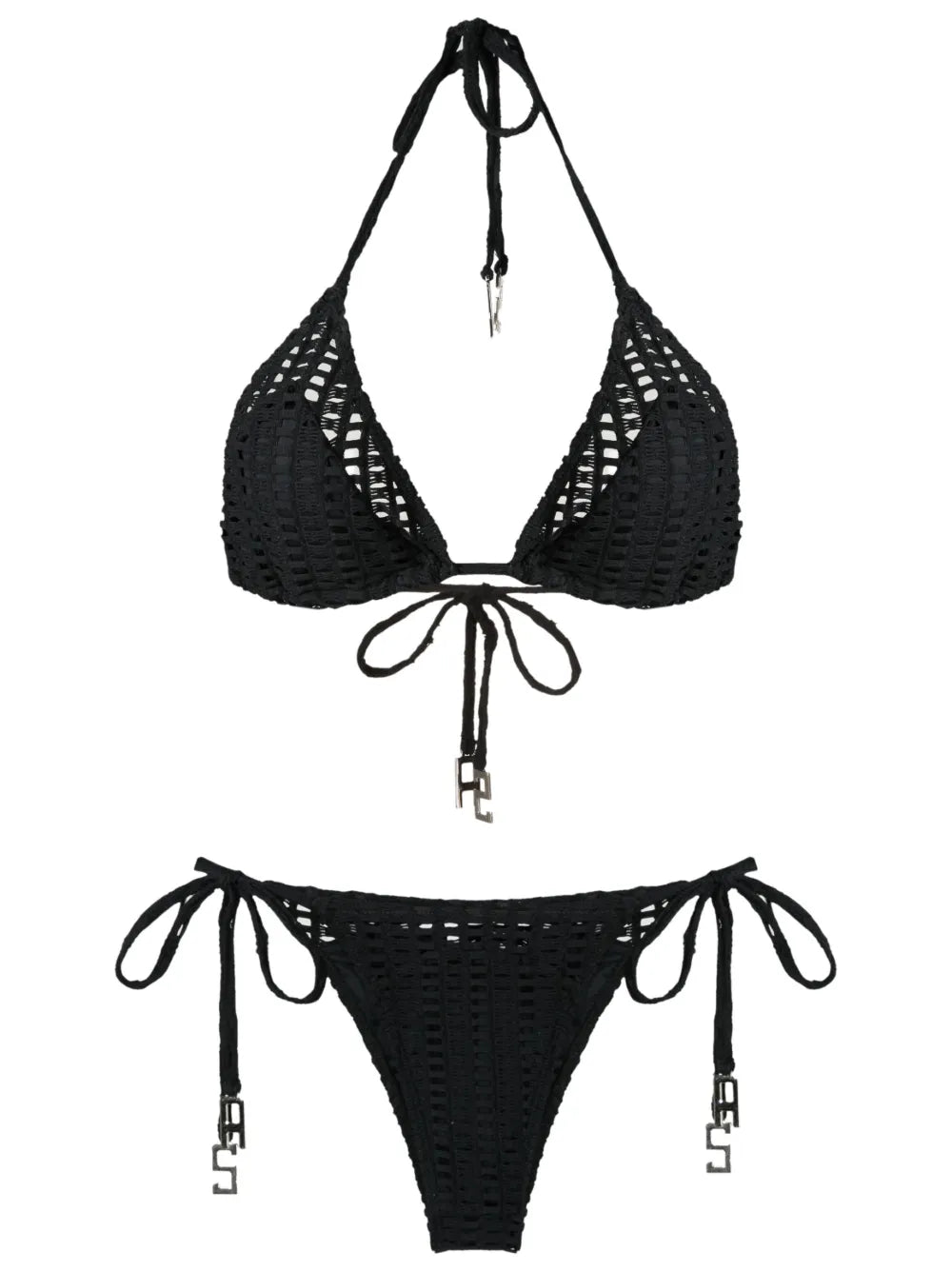 Open-Knit Triangle Bikini Set