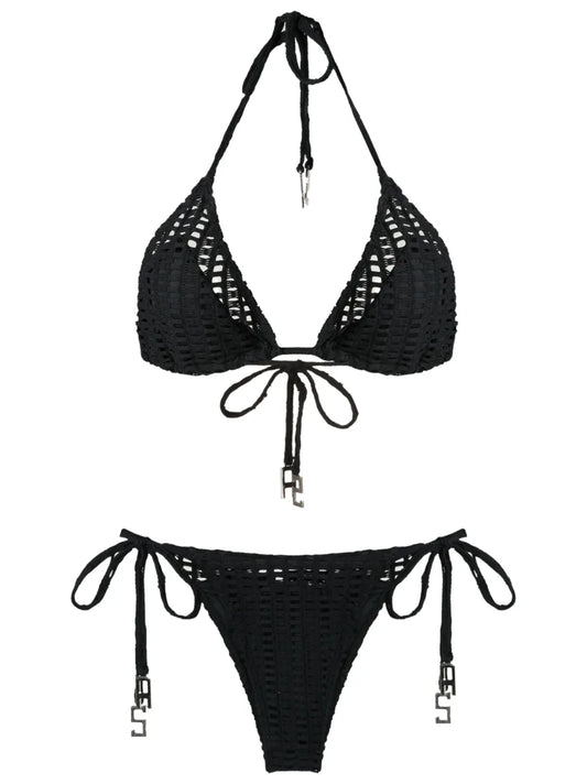 Open-Knit Triangle Bikini Set