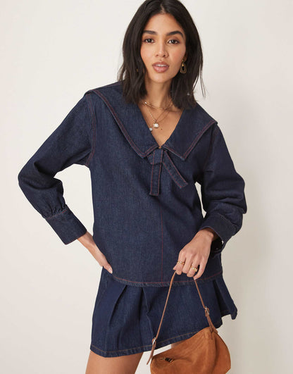 Collared Shirt With Red Stitching