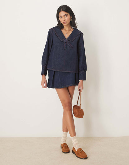 Collared Shirt With Red Stitching