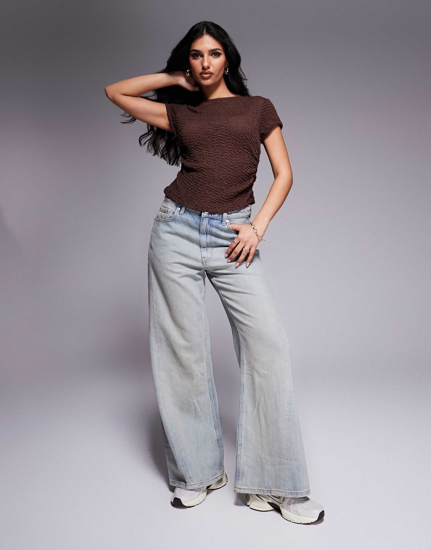 Ruched Side Textured Baby Tee