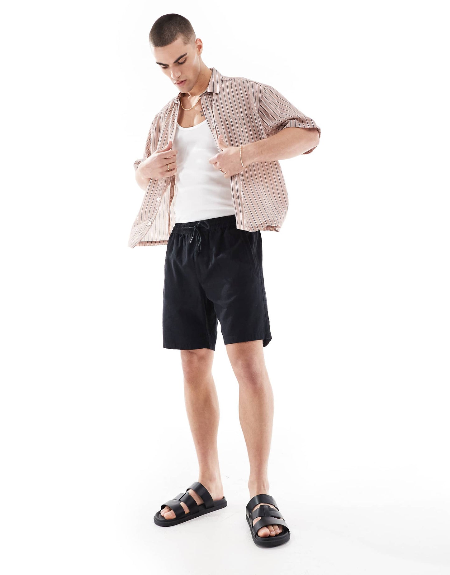 Linen Look Pull On Shorts