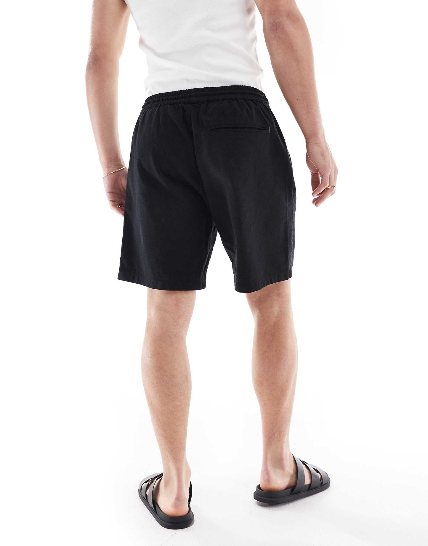 Linen Look Pull On Shorts
