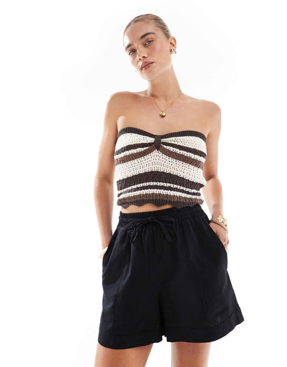 Clare Linen Blend Drawstring Shorts