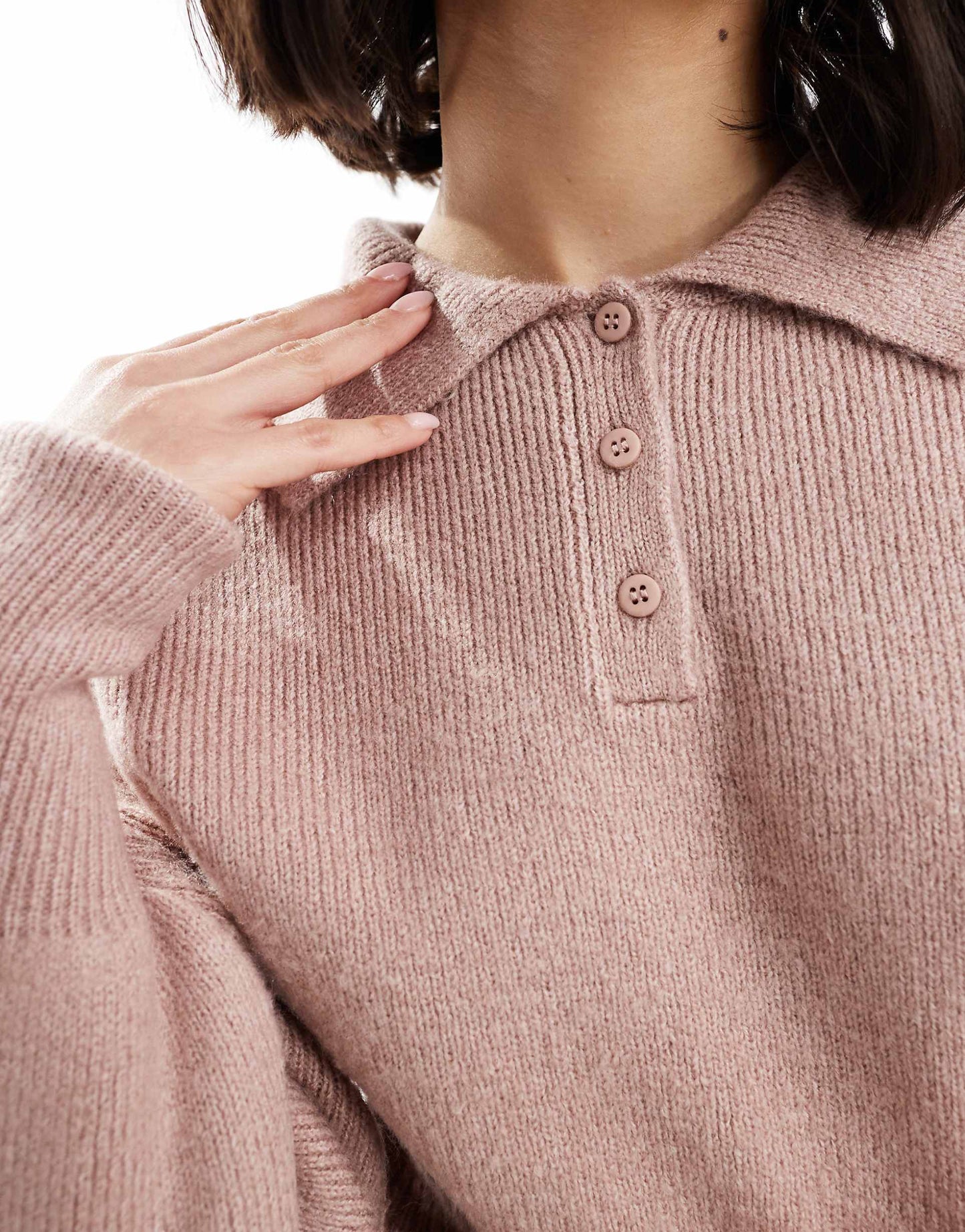 Knitted Polo Collar Jumper With Structured Waist Detail