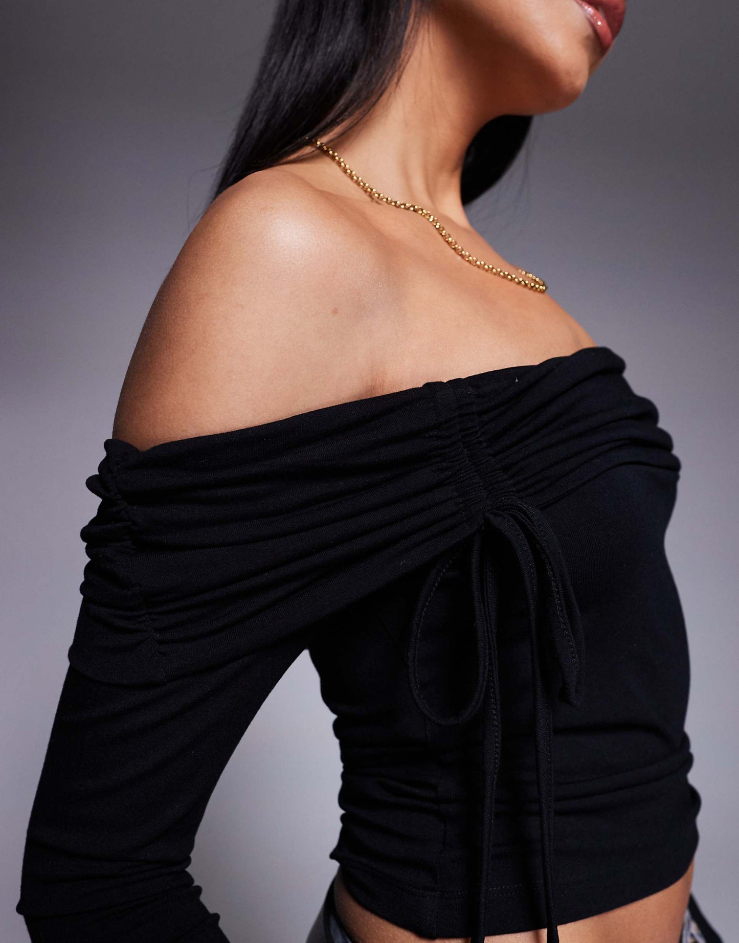 Off Shoulder Bardot Top With Flared Sleeves