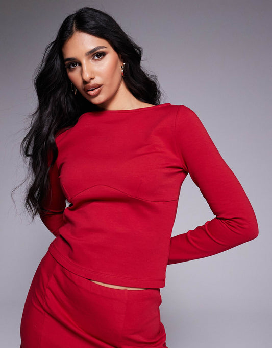 Co-Ord Fitted Top With Under Bust Seam Detail