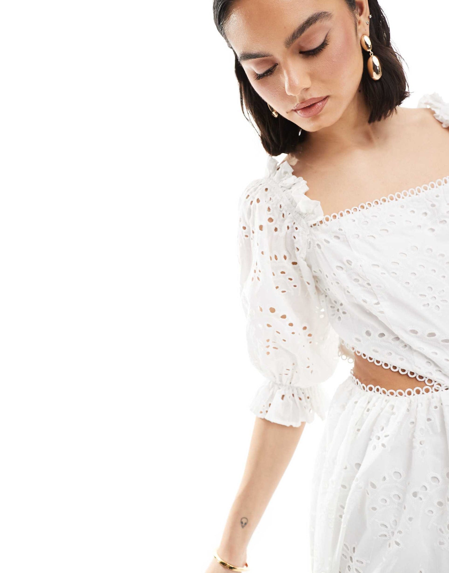 Broderie Cut Out Midaxi Dress