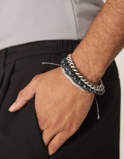 3 Pack Beaded And Chain Bracelets