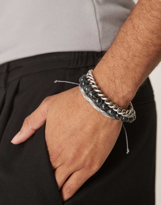 3 Pack Beaded And Chain Bracelets